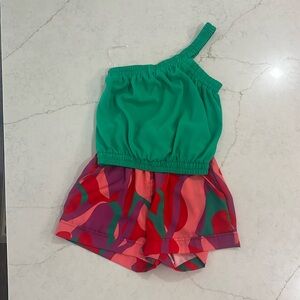 Tyche one shoulder top with shorts set